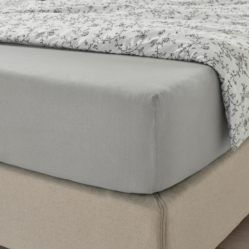 IKEA VÅRVIAL  (ИКЕА ВÅРВИАЛ)  -  Простыня на резинке, светло-серая, 120x200 см