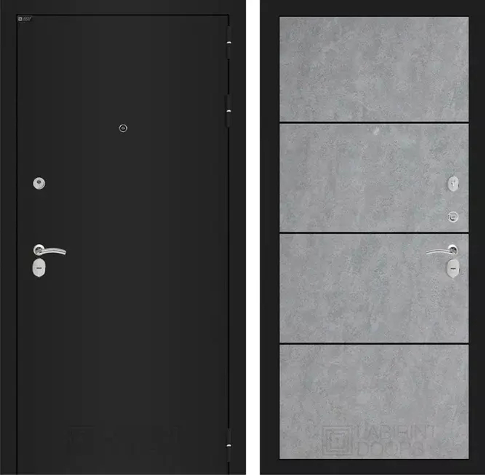 Входная металлическая дверь Лабиринт Classic (Классик) шагрень черная 25 бетон светлый, черный молдинг ОПИСАНИЕ ТОВАРА