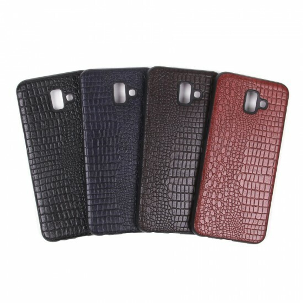 Панель из экокожи Рептилия для Samsung Galaxy J6+ (2018), 010027 Черный