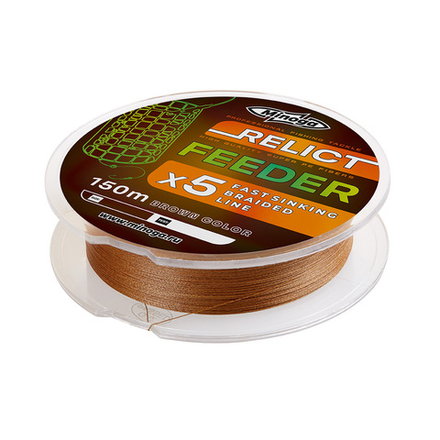 Шнур Minoga RELICT FEEDER X5 BROWN (sinking), 150 m, d 0,28mm. , test 11,9 kg.
