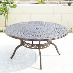 Комплект мебели из литого алюминия стол ВУЛКАН “VOLCANO” D150 арт.6091 + 8 кресел ЛАМБЕРТ «LAMBERT» арт.6007-8