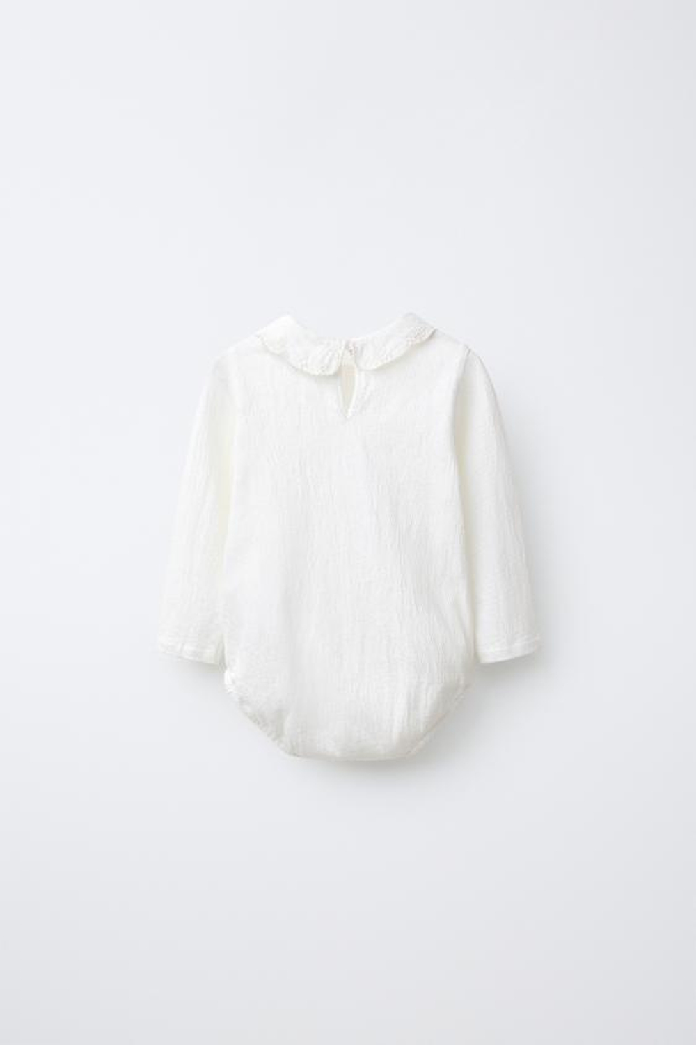 ZARA БОДИ С КРУГЛЫМ ВОРОТНИКОМ И ШВЕЙЦАРСКОЙ ВЫШИВКОЙ, ЖЕЛТОВАТО-БЕЛЫЙ