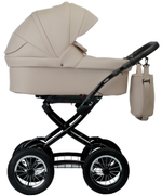 Детская коляска Indigo Barbara Eco Classic 3 в 1 с автокреслом Avionaut Cosmo Black Be02 св.бежевая кожа