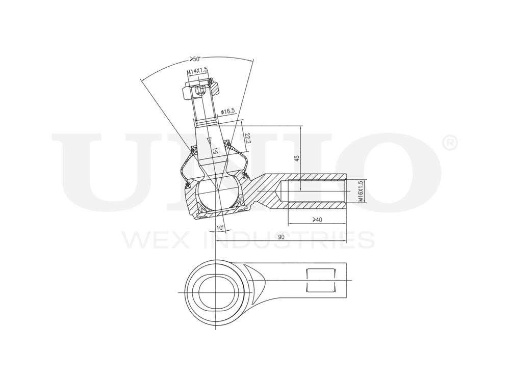 Наконечник рулевой правый UNIO SSP-10152