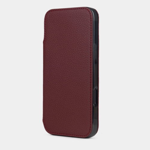 Чехол-книжка для iPhone 17 - кожа теленка, бордовый