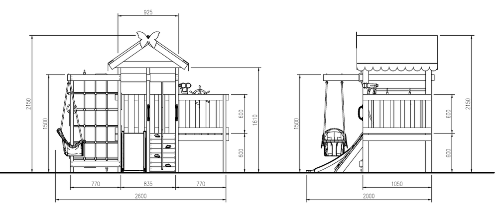 Игровой комплекс из дерева"Baby - 6"