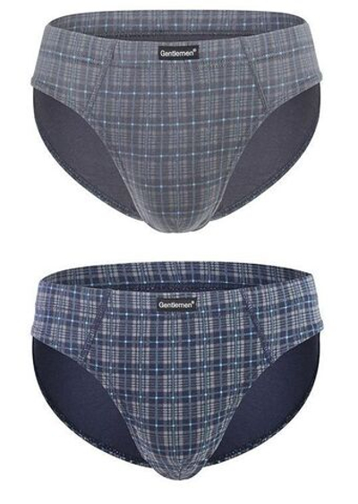 Комплект из 2 трусов-слипов в клетку (Размер: XL) (Цвет: серый с синим)