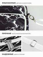 Сумка для ноутбука 15,6" и 17" с ремнем на плечо и большим карманом спереди (Черный мрамор)