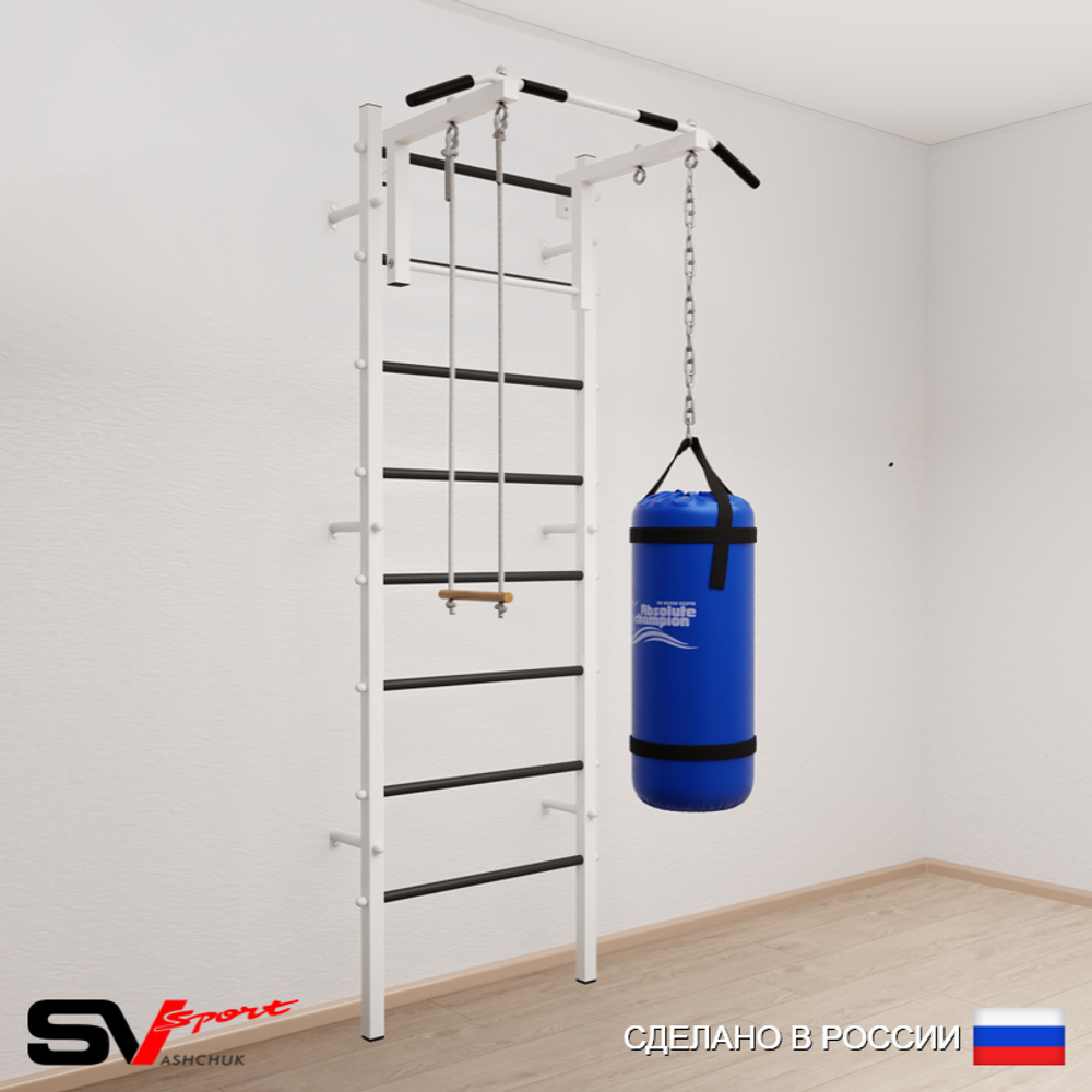 Шведская стенка Sv Sport усиленная 6123 (Турник стандарт/Трапеция/Цепь/Мешок 30кг)