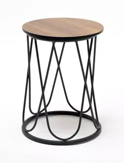 "Перу" журнальный стол из HPL круглый Ø40 H55, каркас из алюминия темно-серый (RAL 7024) муар, цвет столешницы "дуб"