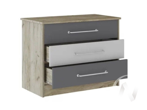 Комод Лофт Детская Колибри (дуб крафт серый/графит серый; камень серый)