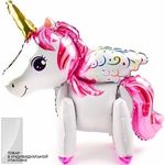 Шар 3D (23"/58 см) Фигура, Единорог с крыльями, Ярко-розовый, 1 шт. в упак.