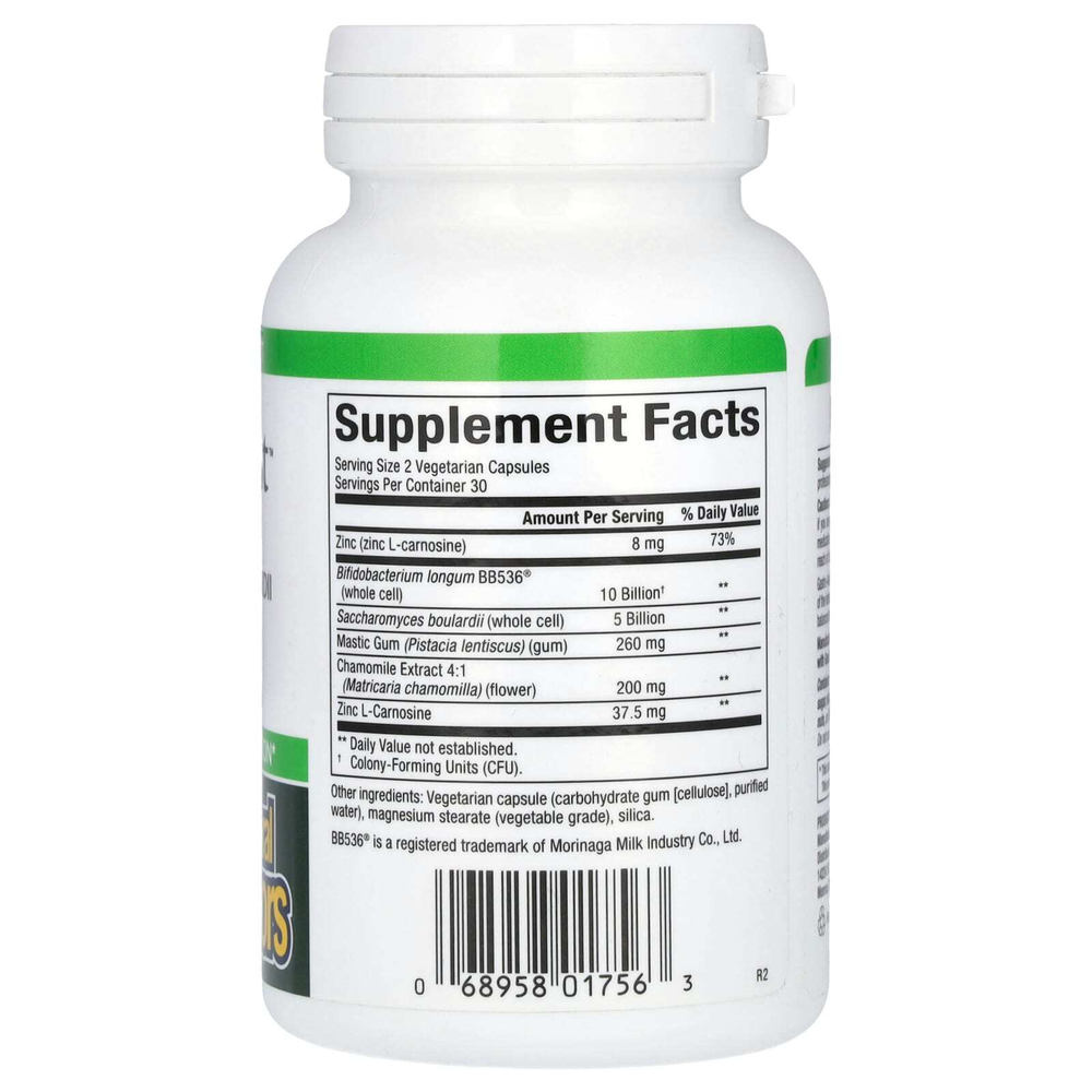 Natural Factors, Gastro-Assist™ с мастиковой смолой, сахаромицетами буларди и цинк-L-карнозином, пищевая добавка, 60 вегетарианских капсул