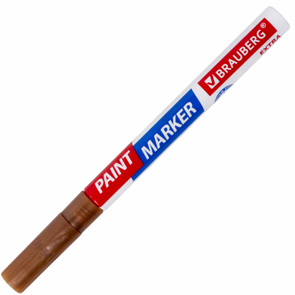 Маркер-краска лаковый EXTRA (paint marker) 2 мм МЕДНЫЙ усиленная нитро-основа BRAUBERG (12 штук в упаковке)