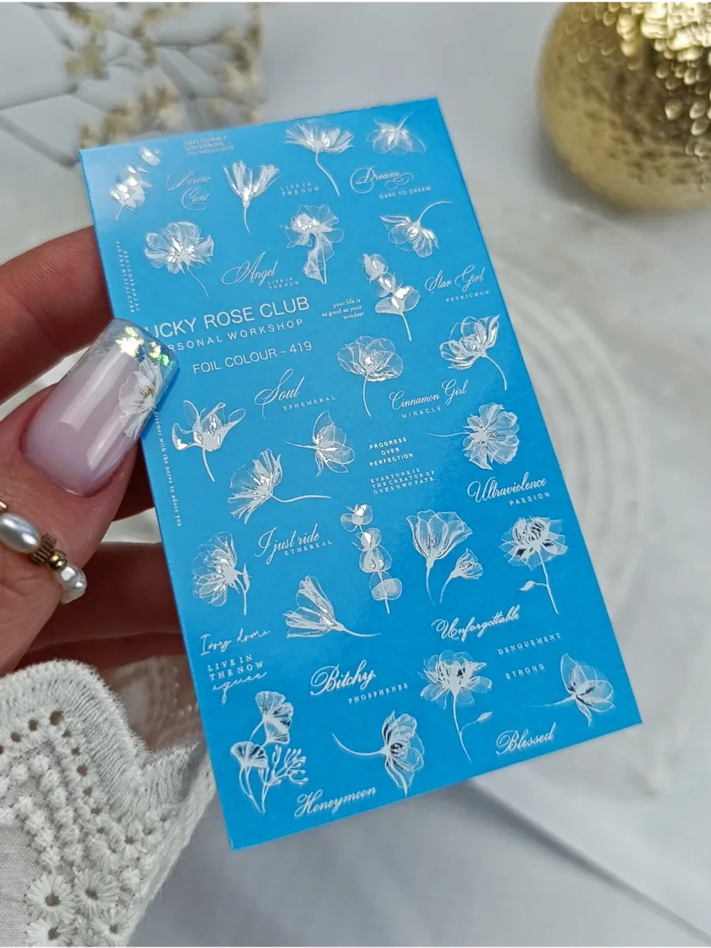 Lucky Rose Слайдеры наклейки для длинных ногтей 419
