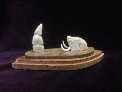 Мамонт у ели, подарок, скульптура из кости