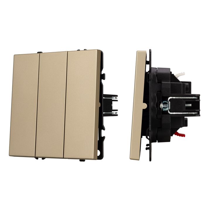 Механизм выключателя трехклавишный непроходной SWT-NOBE-MK03-SFPL-GD (230V, 10A) Arlight 061798