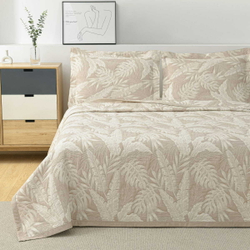 Покрывало 250х260 и 2 наволочки 50х70 Arya home Tropic бежевое