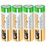 Батарейки КОМПЛЕКТ 4 шт., GP Super, AA (LR6, 15А), алкалиновые, пальчиковые, блистер
