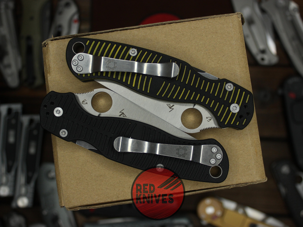 Нож Spyderco ParaMilitary 2 Salt DROP BLACK - фрезеровка скоба, клинок дроп поинт