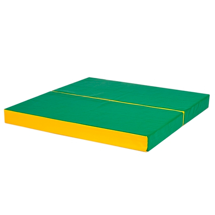 Спортивный мат 100 х 100 х 10 см складной, зелено/желтый