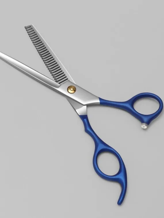 Ножницы филировочные с упором «Premium», лезвие — 6,5 см, цвет серебристый/синий