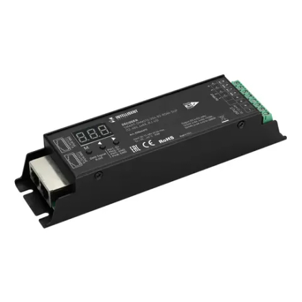 INTELLIGENT ARLIGHT Декодер SMART-DMX512-304-83-RDM-SUF Black (12-48V, 4x8A, RJ-45) (IARL, IP20 Металл, 5 лет) 028444(1)