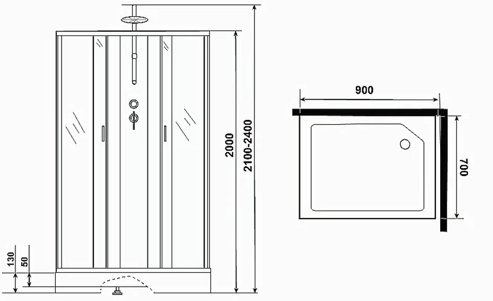 Душевая кабина Niagara Classic NG-43975-14QBKTG 90x70 с гидромассажем