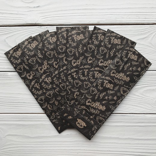 Крафт пакет "Coffee&Tea", 7х4х21 см (чёрный)