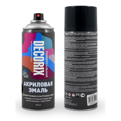 Эмаль аэроз. DECORIX акрил. черная гл. 520мл  0101-01 DX * АКЦИЯ