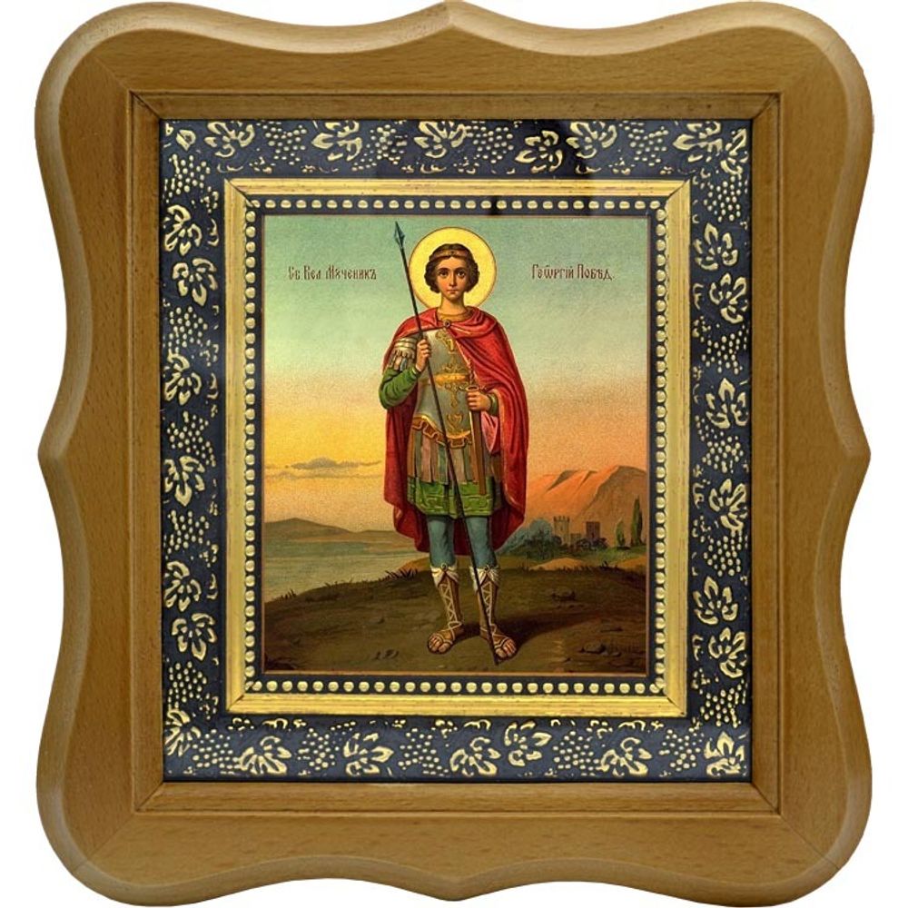 Георгий Победоносец святой великомученик. Ростовая икона на холсте.