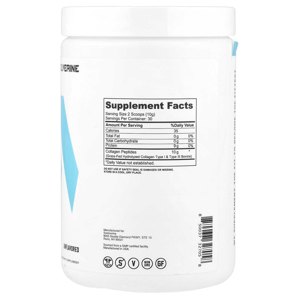 Swolverine, коллаген, без добавок, 300 г (10,58 унции)