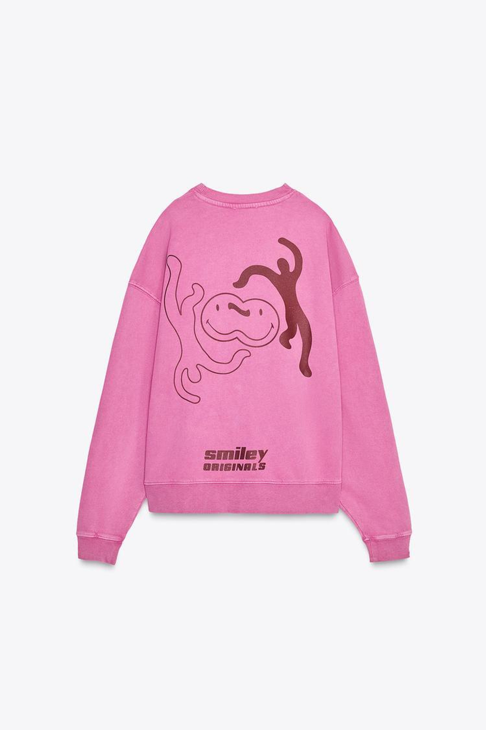 ZARA ТОЛСТОВКА С ЭФФЕКТОМ ПОТЕРТОСТИ SMILEY®, РОЗОВЫЙ