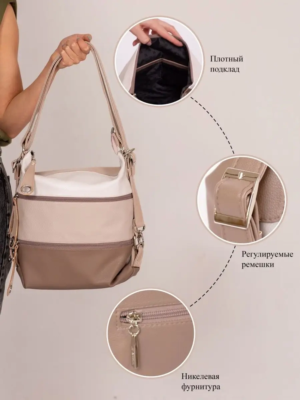 Сумка рюкзак через плечо большая шоппер