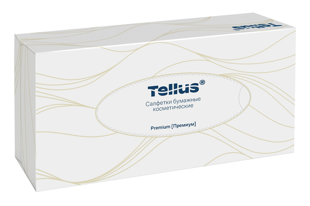 Салфетки косметические Tellus, 2-слойные, 19х20,8 см, 100 листов в упаковке, 21 упаковок в коробке