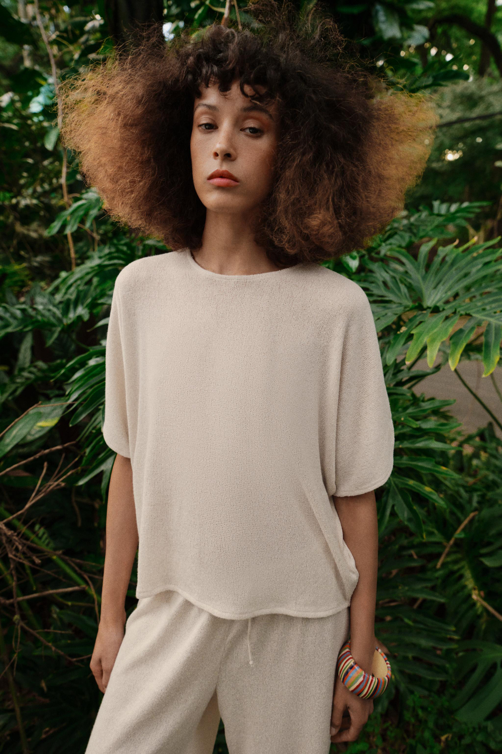 ZARA ТОП В СТИЛЕ РУСТИК С РУКАВАМИ-КРЫЛЫШКАМИ, СВЕТЛО-БЕЖЕВЫЙ