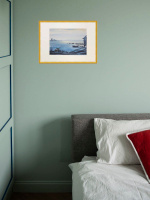 Картина, графика в паспарту 21х30 см на стену для интерьера "Причал"