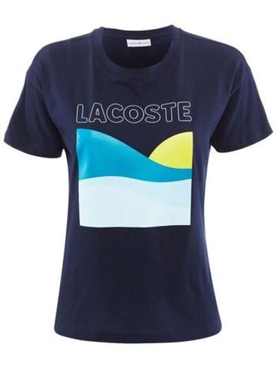 Женская футболка теннисная Lacoste Women's Spring See T-Shirt - navy/разноцветный