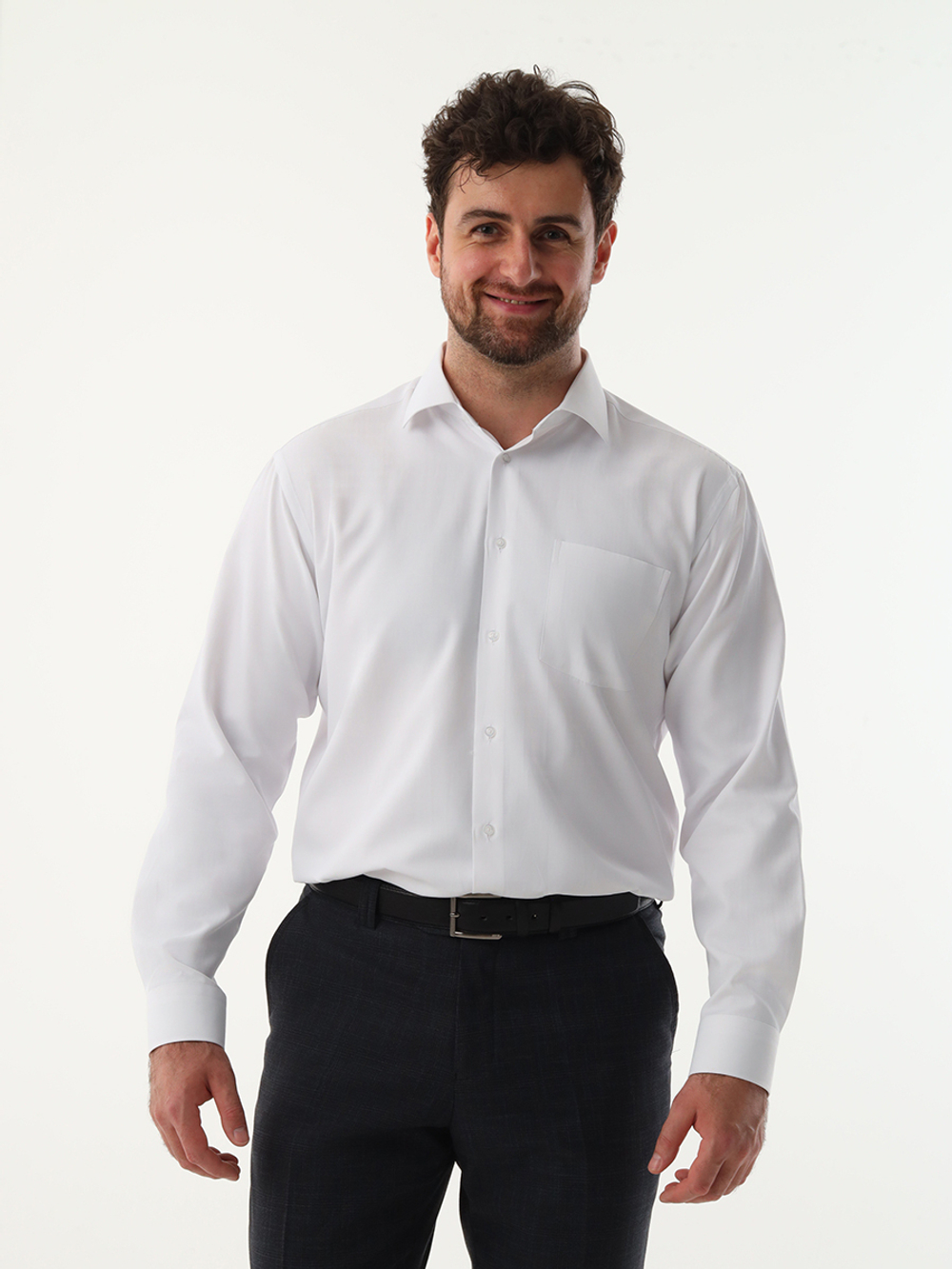 Сорочка мужская ELITA длинный рукав, цвет белый, фактурная елочка полоски 59011 27
