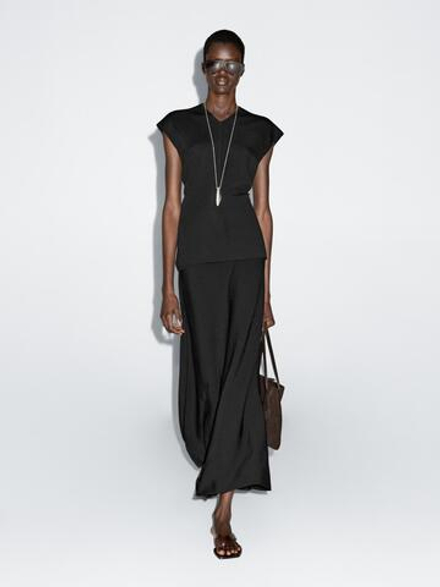 Massimo Dutti Длинная трикотажная юбка, черный