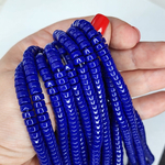 Бусины шайбы, рондель, индиго, лэмпворк, стекло, р-р 6мм, цена за набор 10 шт