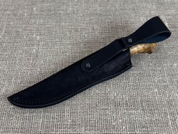 Финский нож Пуукко, Дамасская сталь, рукоять карельская берёза