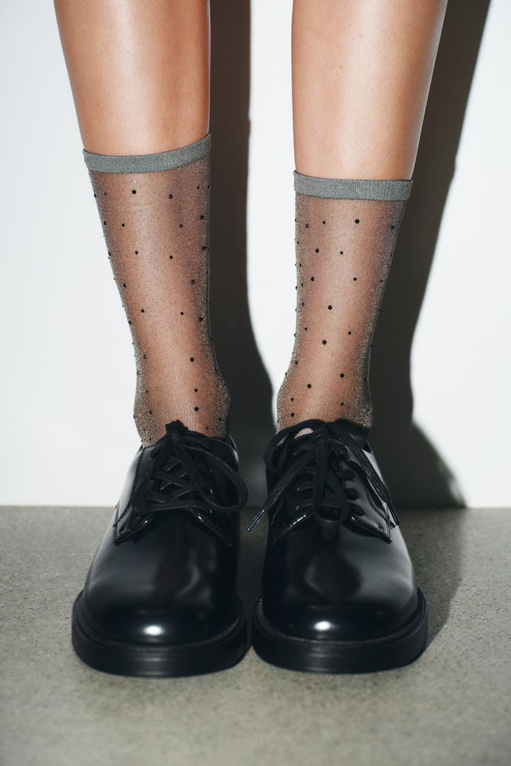 ZARA НОСКИ СО СТРАЗАМИ, СЕРЫЙ