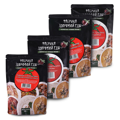 Набор Курица 4шт: Овощи, Грибной соус, Крылышки по тайски, Ананасы (Фабрика здоровой еды)