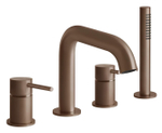 Смеситель для ванны Gessi316, на борт ванны, с выдвижным ручным душем, на 4 отверстия, цвет Copper Brushed PVD