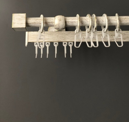 Карниз кованый Куб Ост d16 мм двухрядный с профилем Симпл, цвет белое золото