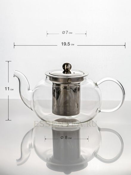 Чайник стеклянный с металлической колбой 600 мл