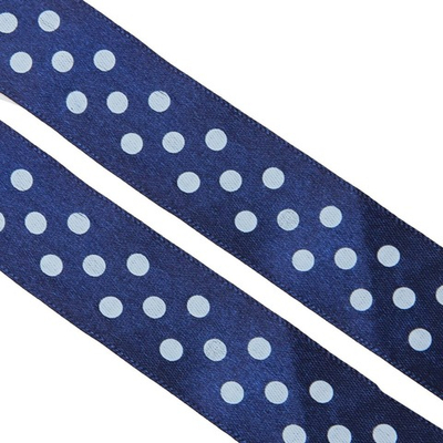 Лента атласная горох, ш. 2,5 см, т.синий