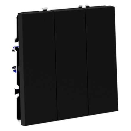 Выключатель встраиваемый VOLTUM S70 трехклавишный 10А, (черный матовый)