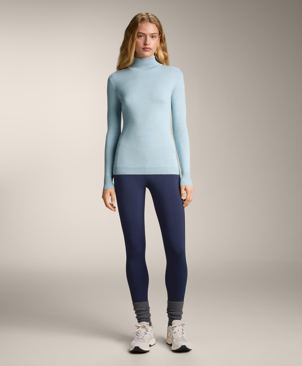 Oysho Термофутболка Base Layer с 10% кашемира, небесно-голубой